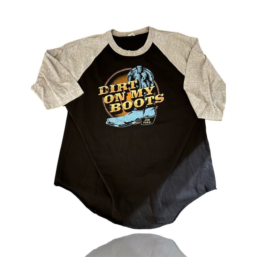Jon Pardi "Dirt On My Boots" Men's 2XL Raglan Baseball Tee Black